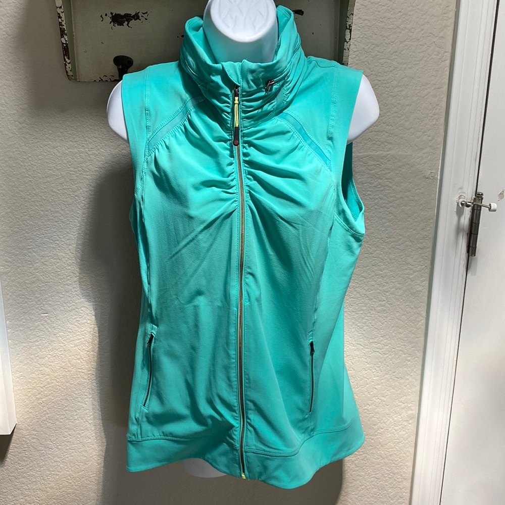 New Tangerine Front Zip vest, concealed Hood